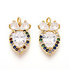 Brass Micro Pave Cubic Zirconia Pendants KK-N265-25G-1