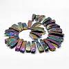 Electroplated Natural & Dyed Agate Bead Strands G-N0169-001F-1
