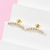 Clear Cubic Zirconia Curved Bar Stud Earrings LS-EJEW-C023-07G-3
