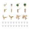 Fashewelry 12Pcs 6 Style Brass Micro Pave Cubic Zirconia Stud Earring Findings KK-FW0001-10-2