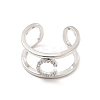 Clear Cubic Zirconia Initial Letter Open Cuff Ring RJEW-A012-01P-C-1