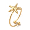 Ion Plating (IP) 304 Stainless Steel Starfish Open Cuff Rings for Women LS-RJEW-M167-08B-G-1