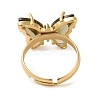 Adjustable Brass Glass Finger Rings RJEW-P148-A01-08-2