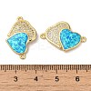 Rack Plating Brass Micro Pave Clear Cubic Zirconia Connector Charms KK-P268-20G-04-3