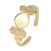 Flower 304 Stainless Steel Cuff Ring Components RJEW-D332-10G-4