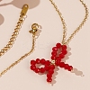 Glass Beaded Bowknot Pendant Necklaces LG8345-1-1