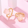 Hexagon Natural Rose Quartz Finger Rings RJEW-B113-02G-04-1