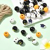 Graduation Season Theme DIY Round Natural Wood Beads & Jute Cord Pendant Making Kits DIY-CJ0002-71-5