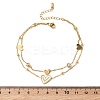 304 Stainless Steel Pave Clear Cubic Zirconia Enamel Charm 2-Strand Anklets for Women AJEW-K054-01D-G-3