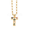 Brass Pave Colorful Cubic Zirconia Initial Pendant Necklaces FS-WG26597-20-1