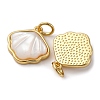 Brass Pave Natural White Shell Pendants KK-P308-05G-02-2