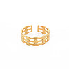 Ion Plating(IP) 304 Stainless Steel Bamboo Shape Open Cuff Ring for Women LS-RJEW-S405-201G-1