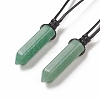 Natural & Synthetic Mixed Gemstone Bullet Pendant Necklace with Waxed Cords for Women NJEW-M196-02-2