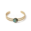 2Pcs 2 Colors Natural Abalone Shell Paua Shell 304 Stainless Steel Open Cuff Bangle Sets with Enamel BJEW-JB14486-01-4