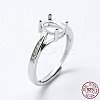 Anti-Tarnish Rhodium Plated 925 Sterling Silver Finger Ring Components STER-G027-17P-4