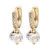 Brass with Cubic Zirconia Dangle Hoop Earrings EJEW-G362-06KCG-1