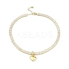 Brass Heart Charm Bracelets BJEW-F450-03G-1