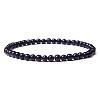 4mm Round Synthetic Blue Goldstone Beads Bracelet for Men LS-KG3069-17-1