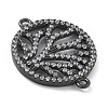 Rack Plating Brass Micro Pave Clear Cubic Zirconia Flat Round with Tree Connector Charms KK-A234-034B-2