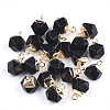 Electroplate Synthetic Black Stone Star Cut Round Charms G-S344-08A-1