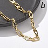 304 Stainless Steel Teardrop Link Chain Necklaces for Women NJEW-R012-02G-2