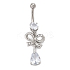 Alloy Crystal Rhinestone Dangle Curved Barbell Belly Rings AJEW-R007-04P-05-5