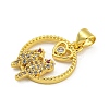 Rack Plating Brass Micro Pave Cubic Zirconia Pendants KK-C074-24G-02-2