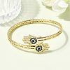 Brass Micro Pave Cubic Zirconia Cuff Bangles for Women BJEW-F526-08G-2