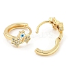 Star with Evil Eye Real 18K Gold Plated Brass Hoop Earrings EJEW-L269-084G-01-2