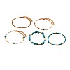 Iron & Natural Howlite & Synthetic Turquoise & Glass Seed Beaded Evil Eye 5 Layered Anklets for Women FS-WG0BCD8-04-2