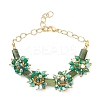 Natural Fire Crackle Agate & Canadian Jade Beads Link Bracelets BJEW-JB12164-02-2