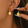 304 Stainless Steel Coin Hoop Earrings GM0292-4