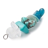 Gradient Color Natural Quartz Crystal & Natural Amazonite & Synthetic Turquoise & Natural Apatite Chip Beaded Pendants PALLOY-JF02790-10-4