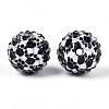 Cow Stripe Print Pattern Resin Rhinestone Round Beads OACR-N145-01-2