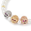 Rack Plating Brass Micro Pave Cubic Zirconia Charm Bracelets BJEW-P341-12G-02-2