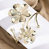 Flower Alloy Arm Cuff Bangles for Girl Women AJEW-A063-01A-G-1