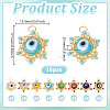 16Pcs 8 Colors Glass Seed Beaded Star Charm with Evil Eye Beads Pendants PALLOY-GO00071-2
