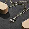 304 Stainless Steel Crystal Rhinestone Double Star Pendant Cable Chain Necklaces LS-NJEW-Z056-02A-G-1