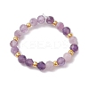 Natural Lepidolite Beaded Stretch Rings RJEW-JR00867-04-2
