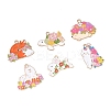 6Pcs 6 Styles Alloy Enamel Pendants ENAM-FP0002-67-4