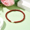 Natural Red Jasper Rondelle & Pearl Beaded Stretch Bracelets BJEW-JB09918-01-2