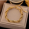 304 Stainless Steel Rope Chain Bracelets BJEW-C084-02G-1