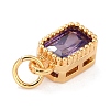 Real 18K Gold Plated Brass Inlaid Cubic Zirconia Charms LS-ZIRC-L100-075G-01-4