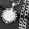 Flat Round with Virgin Pattern 201 Stainless Steel Pendant Necklaces for Men Women LS-NJEW-K283-20P-1