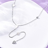 304 Stainless Steel Crystal Rhinestone Heart Lariat Necklaces NJEW-R026-10P-2