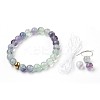 Natural Fluorite Beads Stretch Bracelets BJEW-JB03852-04-3