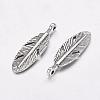 Tibetan Style Alloy Feather Pendants X-TIBEP-A87-AS-RS-2