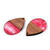 Transparent Resin & Walnut Wood Pendants RESI-N039-25F-2