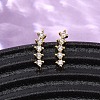 Brass Micro Pave Clear Cubic Zirconia Stripe Stud Earrings EJEW-S280-01G-2