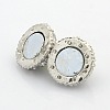 Platinum Plated Round Alloy Enamel Magnetic Clasps with Loops ENAM-P107-M-4
